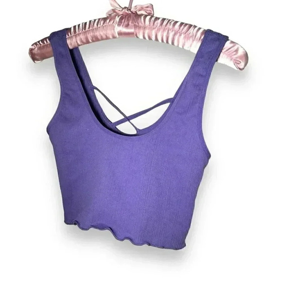 NWOT ABOUND Nordstrom ultraviolet ribbed cross back bralette M - Picture 1 of 5